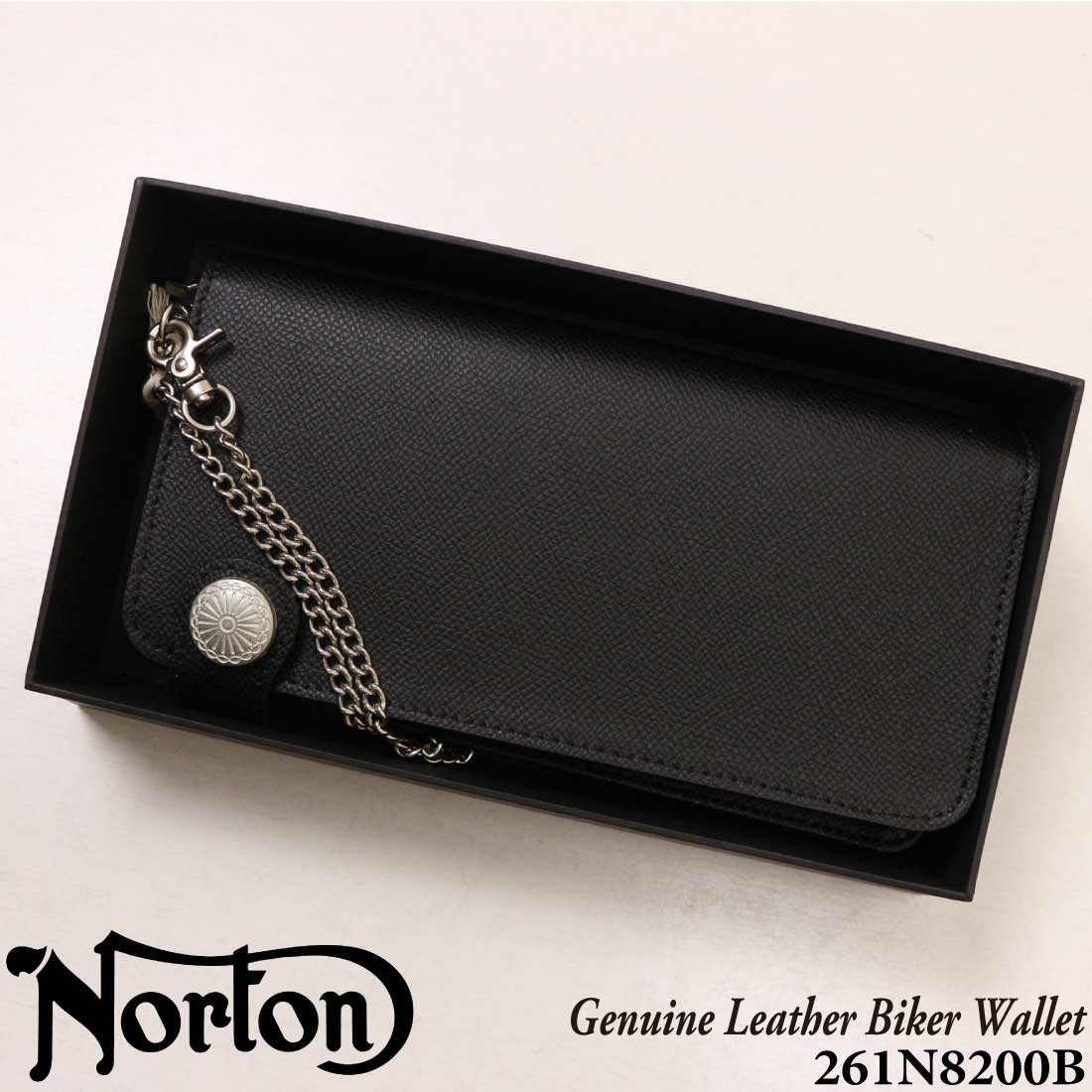 ノートン（NORTON） 服 財布 本革 同色 刺繍 バイカーズ ウォレット