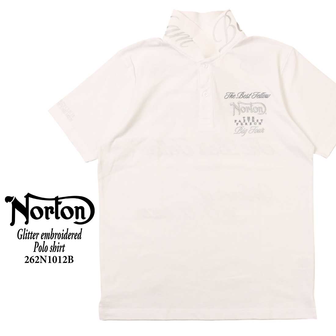 ノートン（NORTON） 服 半袖 ポロシャツ 262N1201B 同色 ラメ刺繍 