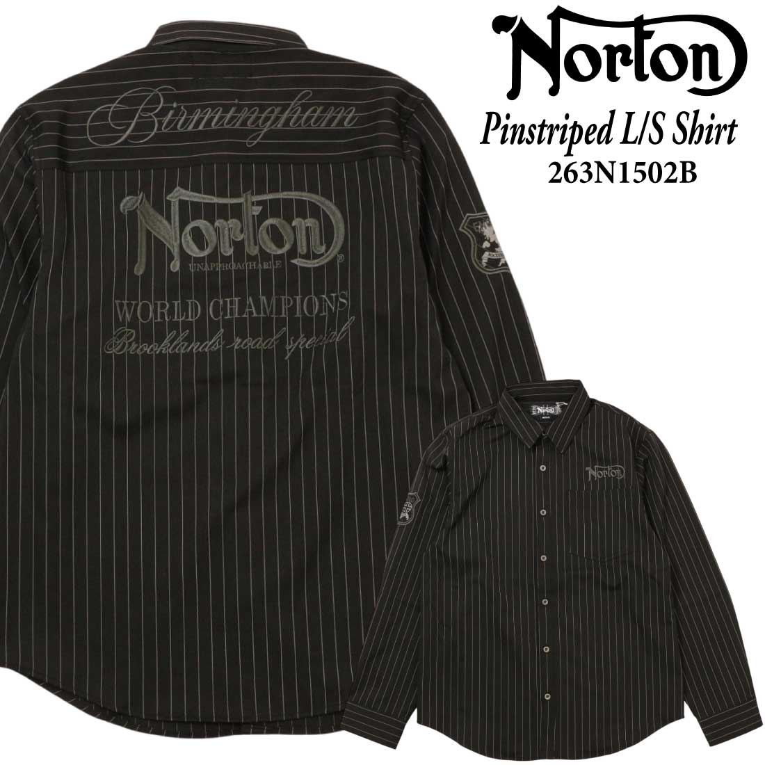 ノートン（NORTON） 服 7分袖 シャツ 263N1502B ピンストライプ 長袖