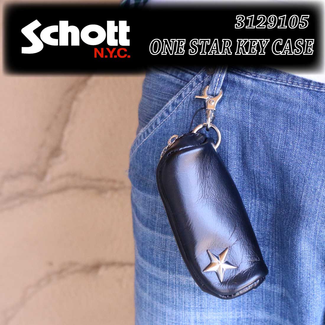 Schott ショット レザー キーケース 本革 3129105 ワンスター メンズ 