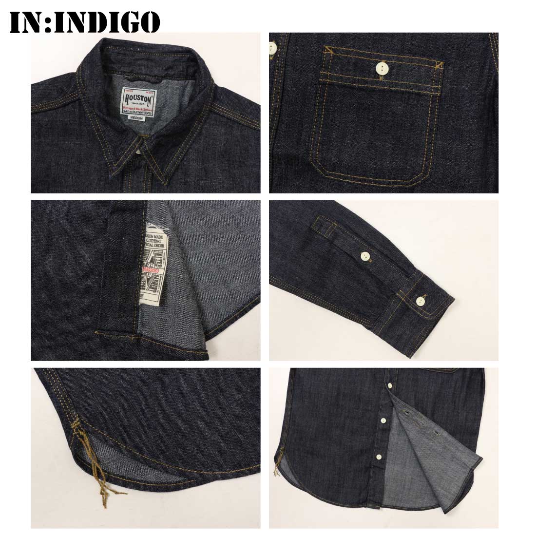 HOUSTON ヒューストン 長袖 シャツ デニムシャツ 40511 USA COTTON ワークシャツ アメカジ ブランド メンズ HOUSTON（ヒューストン） 長袖 シャツ デニムシャツ 40511 USA COTTON
