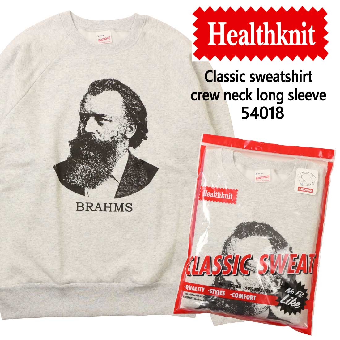 Healthknit（ヘルスニット） ヘンリーネック 長袖 スウェット