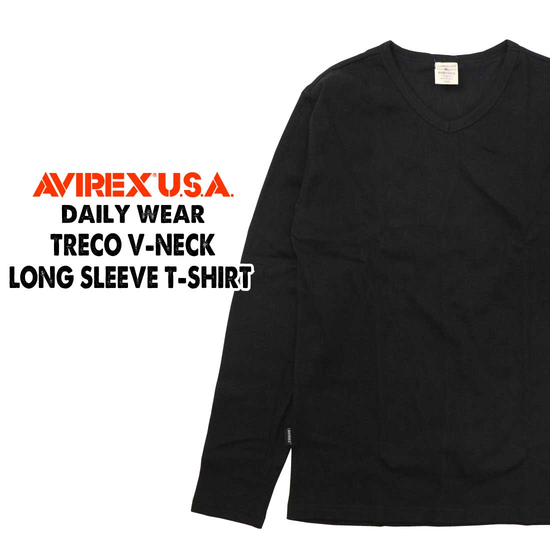 AVIREX アビレックス アヴィレックス デイリー 長袖 Ｔシャツ Ｖネック 無地 6153480...