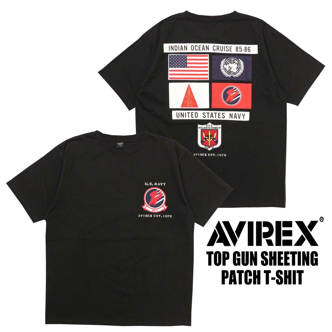 AVIREX 半袖 Tシャツ 783-3934012 トップガン シーチング パッチ メンズ アメカ...