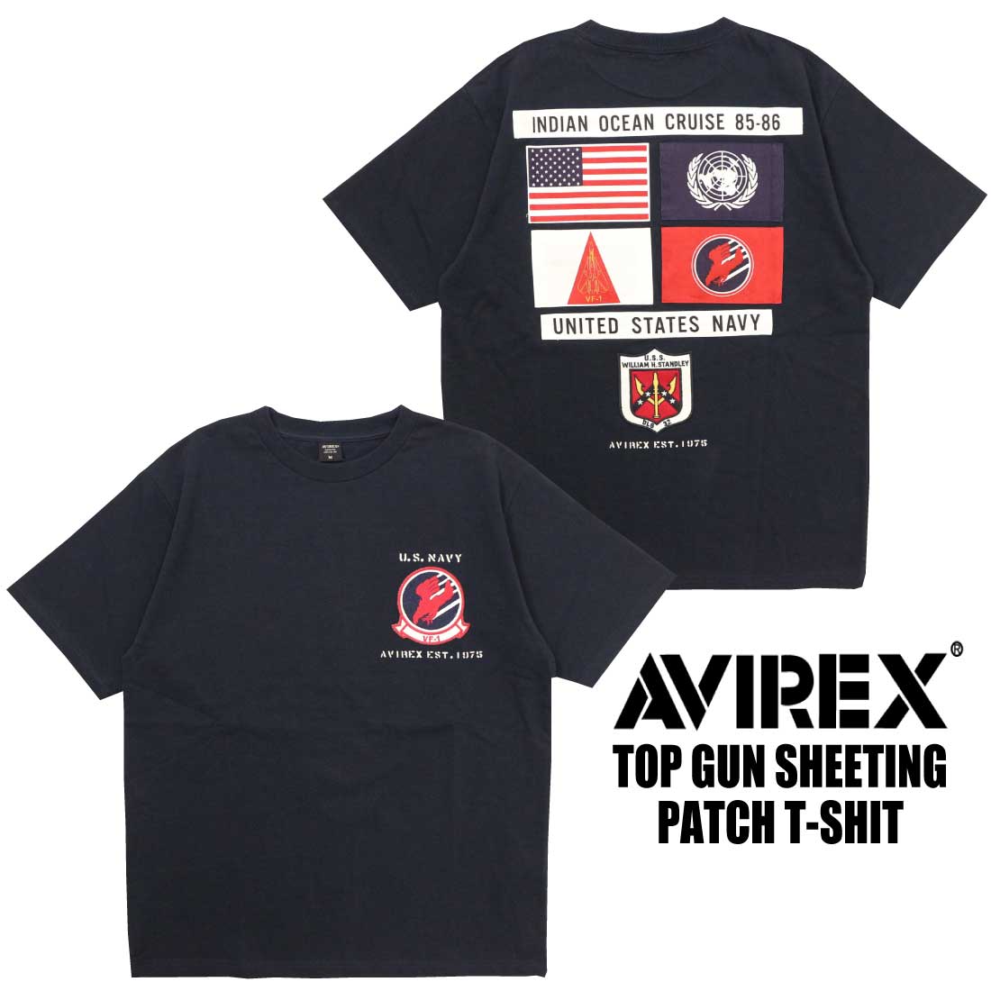 AVIREX 半袖 Tシャツ 783-3934012 トップガン シーチング パッチ メンズ アメカ...