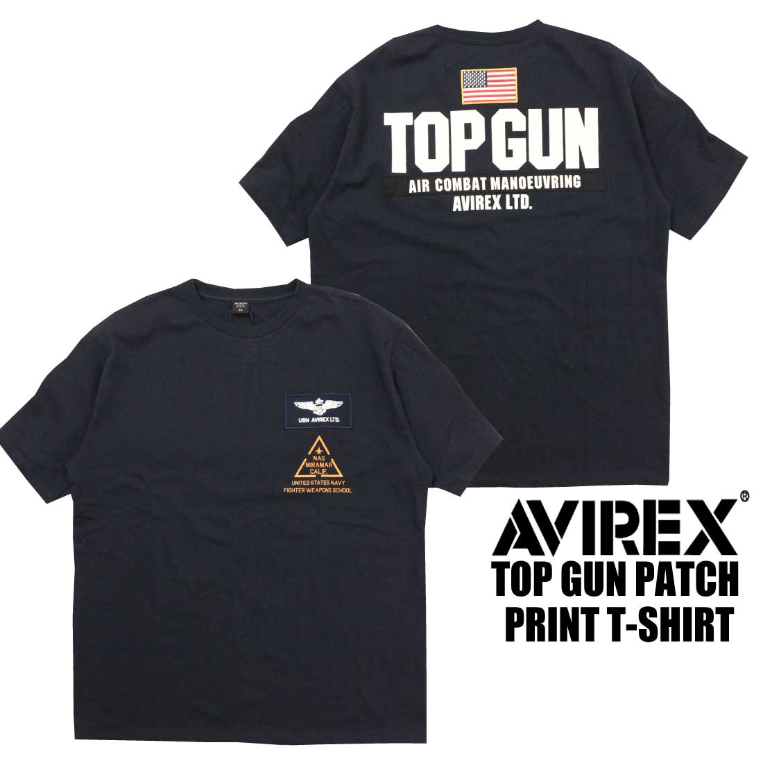 AVIREX 半袖 Tシャツ 783-3934013 トップガン パッチ ＆ プリント メンズ アメ...