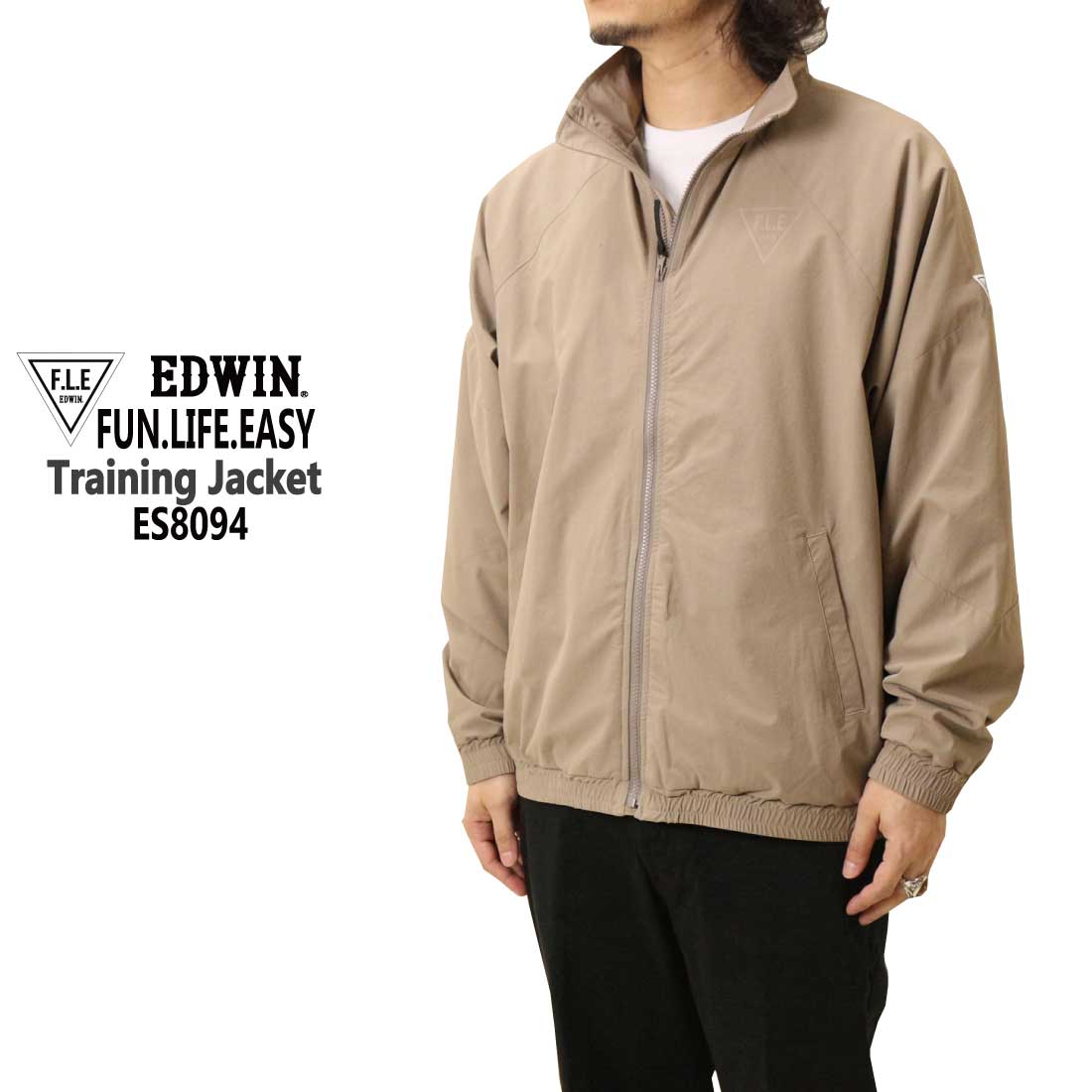 EDWIN エドウィン F.L.E フリー 長袖  トレーニング ジャケット ES8094 同色ロゴ...