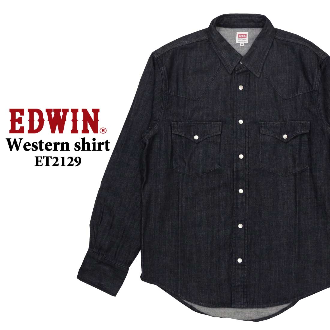 EDWIN エドウィン 長袖 シャツ デニムシャツ ウエスタンシャツ ET2129 オリジナルデニム メンズ シャツ カジュアル シンプル｜jeansaiya-a｜02