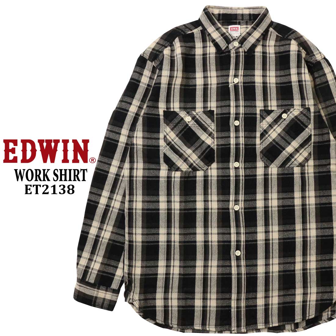 EDWIN（エドウィン） 長袖 シャツ チェックシャツ ヘビーウェイト