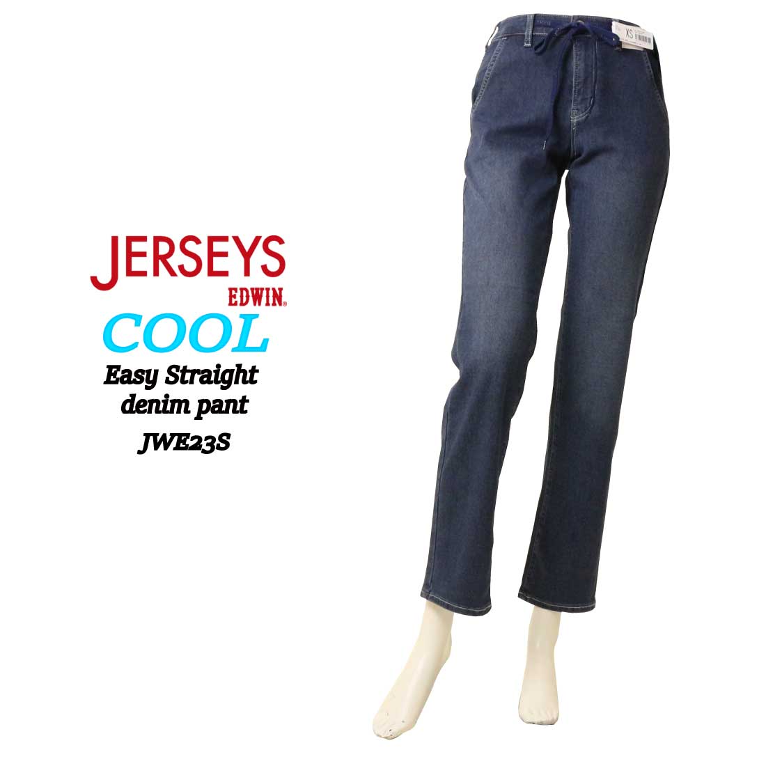 ◎極美品 TOKYO RUN × EDWIN コラボ ジャージー デニムライクs JERSEYS エドウィン EDWIN ジャージーズ COOL JWE23S イージー