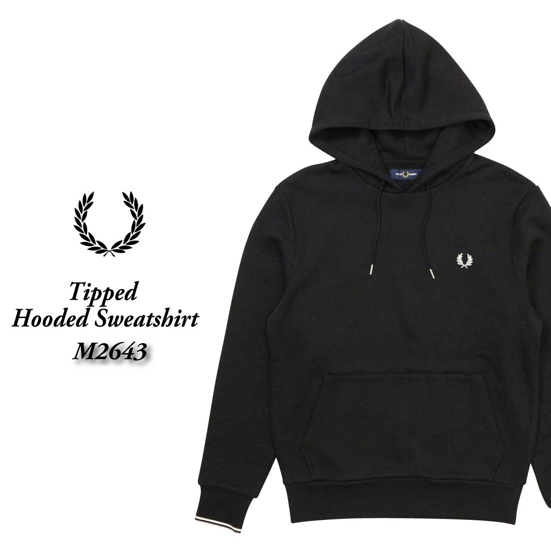 FRED PERRY フレッドペリー Tipped Hooded Sweatshirt M2643 パーカー 長袖 メンズ ワンポイント ロゴ 刺繍 スウェットパーカー 正規販売店