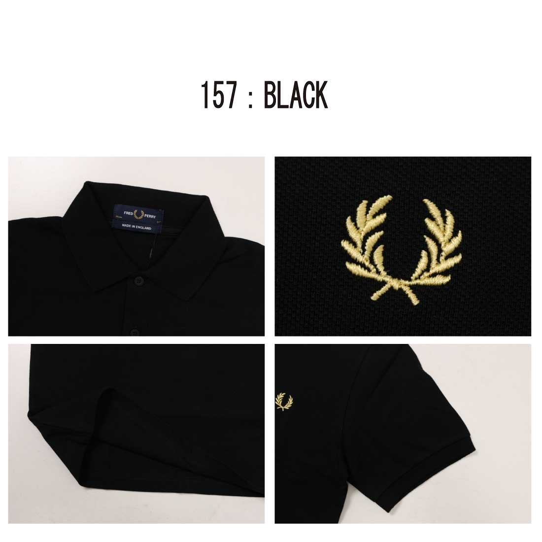 FRED PERRY M3 ポロシャツ ブラック ゴールド月桂樹ローレルリース