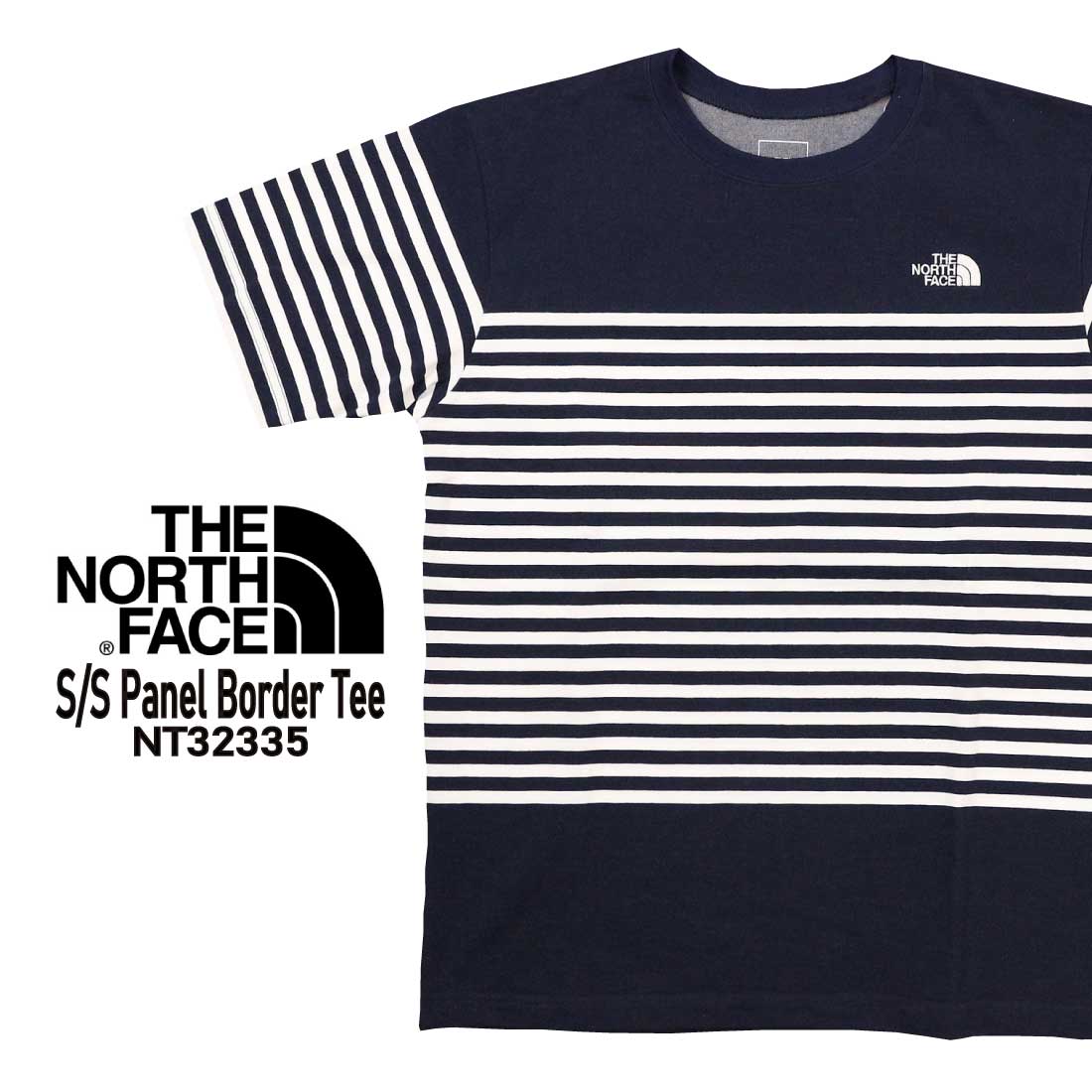 メール便発送 THE NORTH FACE ザ ノースフェイス  NT32335 半袖 Tシャツ パネルボーダー 正規販売店 アウトドア ボーダー柄 UVプロテクト｜jeansaiya-a｜04