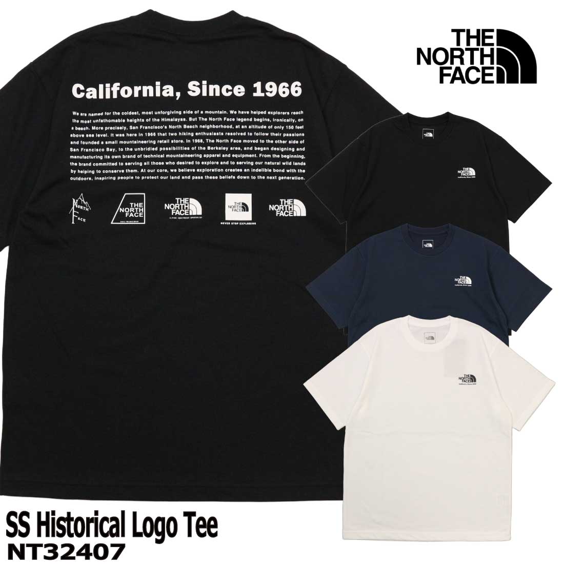 【 2点 】ブラック★ ヒストリカル ロゴTシャツ★ノースフェイスNT32407 THE NORTH FACE（ザ ノースフェイス） メール便 半袖 Tシャツ NT32407