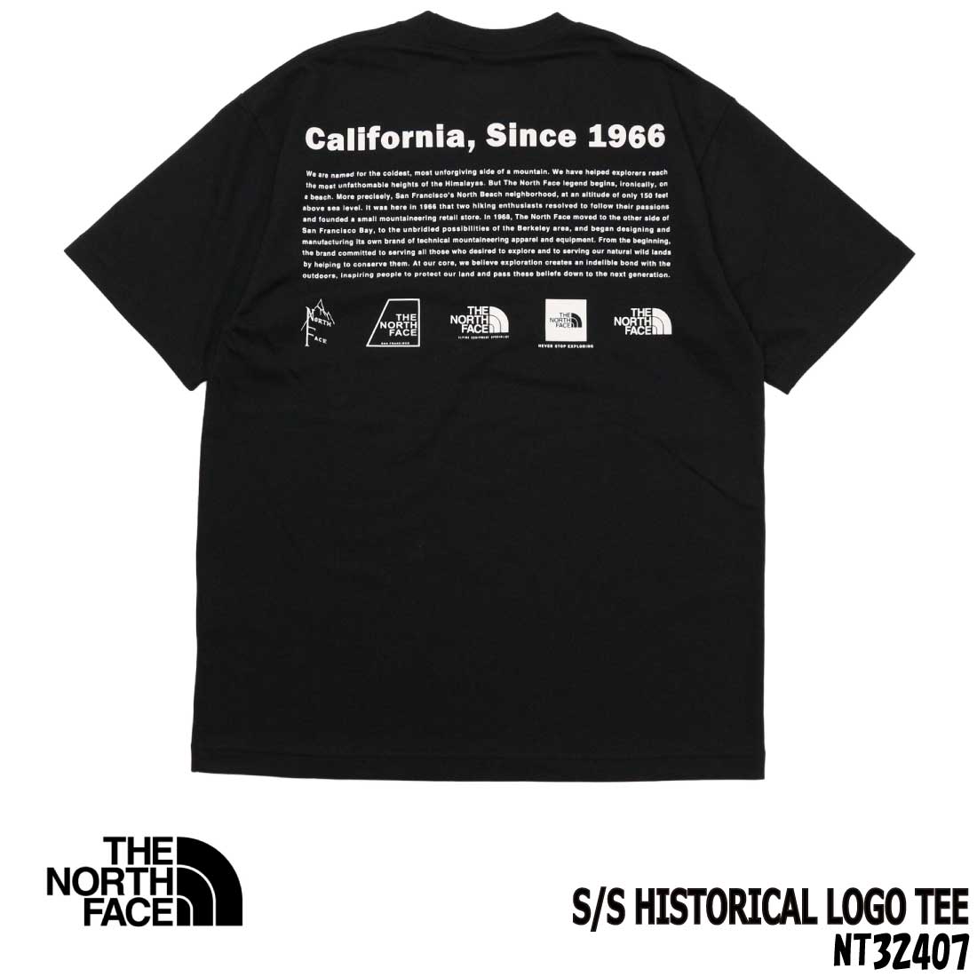 【 2点 】ブラック★ ヒストリカル ロゴTシャツ★ノースフェイスNT32407 THE NORTH FACE（ザ ノースフェイス） メール便 半袖 Tシャツ NT32407