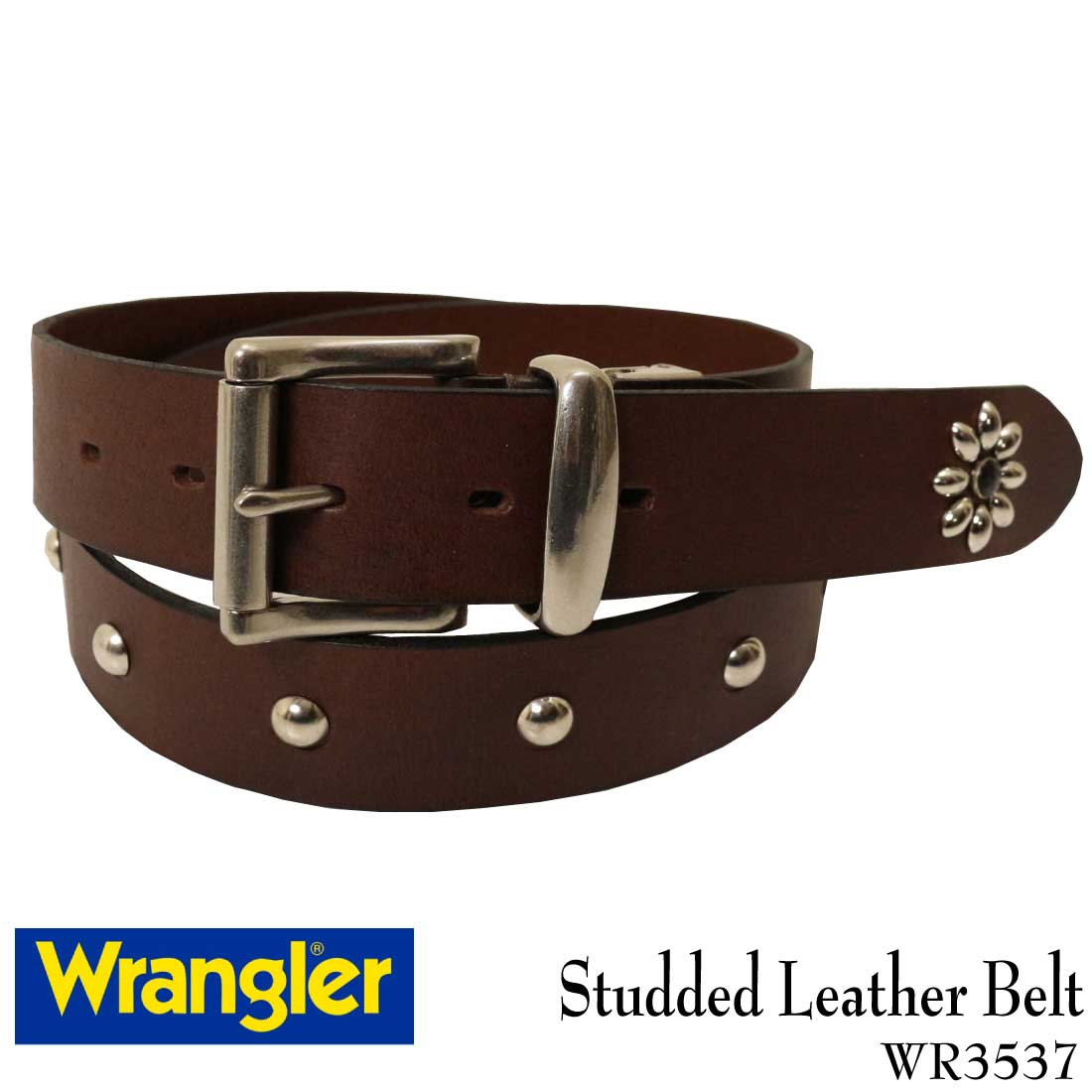 Wrangler（ラングラー） ベルト スタッズ レザー ベルト WR3537 3.5cm