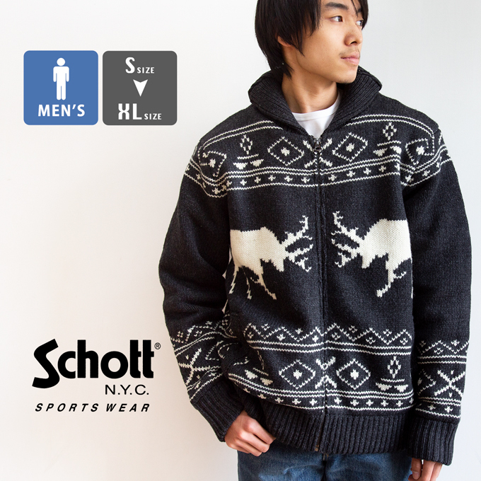 【 Schott ショット 】 ボアラインドセーター カウチンニット