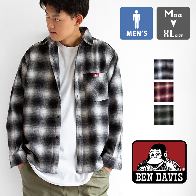 BEN DAVIS ベンデイビス 】 オンブレ チェック ネル L/S シャツ