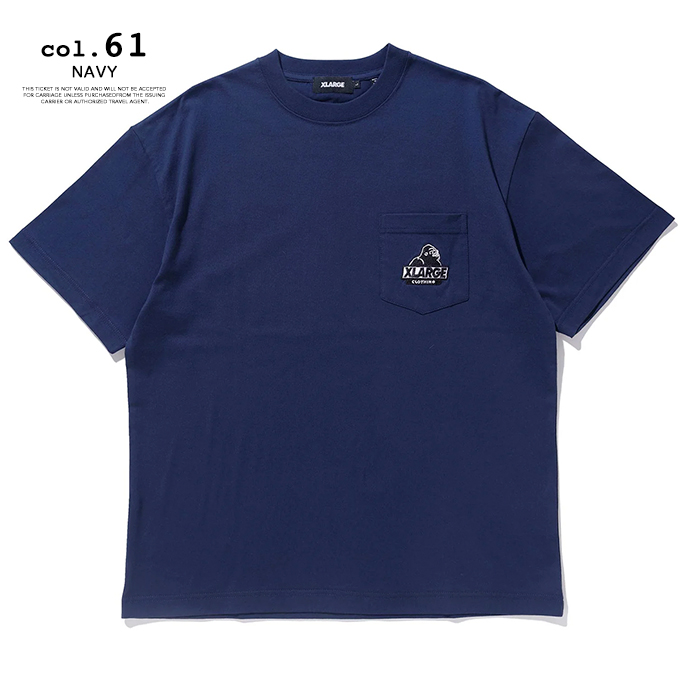 XLARGE エクストララージ EMBROIDERED SLANTED OG S/S POCKET TEE XLARGE ロゴ 刺繍 半袖 ポケット  Tシャツ 101232011024 / 23SUMMER ※