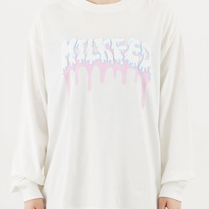 【SALE!!】 【 MILKFED. ミルクフェド 】 MELT LOGO L/S TOP MILKFED. メルトロゴ 長袖Tシャツ 103224011004 / 22AW ※ MILKFED. 【SALE!!】 【 ミルクフェド 】 MELT LOGO L/S TOP
