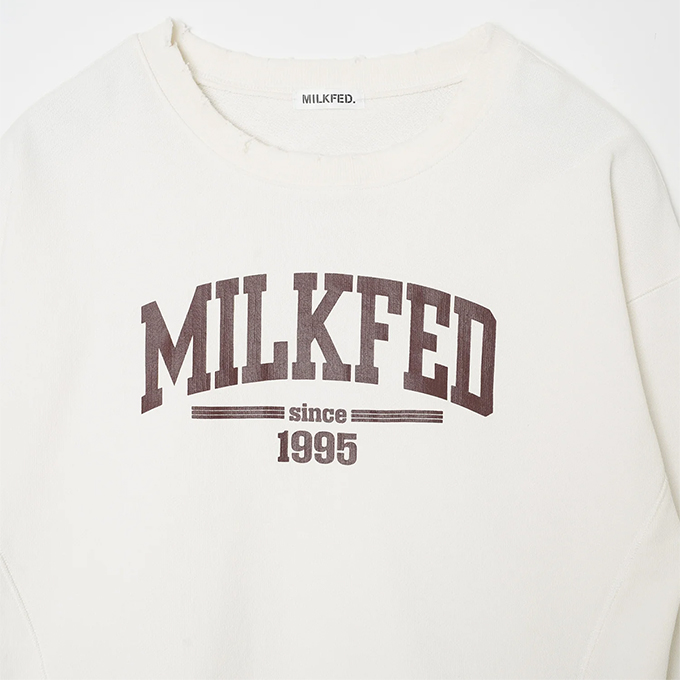MILKFED. ミルクフェド DISTRESSED SWEATSHIRT クラッシュ加工