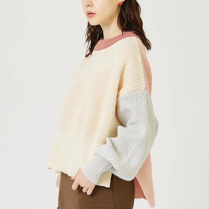 MILKFED. ミルクフェド PANELED KNIT TOP MILKFED. パネル ニット トップ セーター 103234015001 / 2023AW MILKFED. ミルクフェド PANELED KNIT TOP パネル ニット トップ