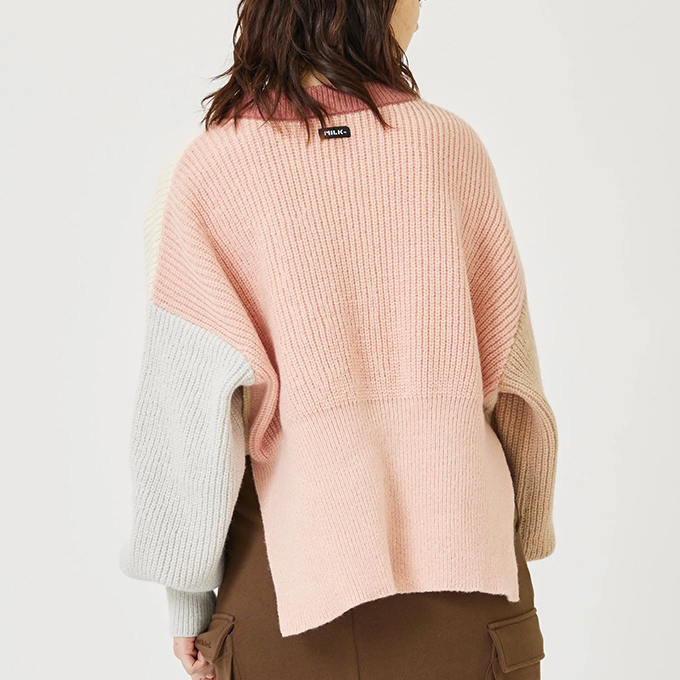 MILKFED. ミルクフェド PANELED KNIT TOP MILKFED. パネル ニット トップ セーター 103234015001 / 2023AW MILKFED. ミルクフェド PANELED KNIT TOP パネル ニット トップ
