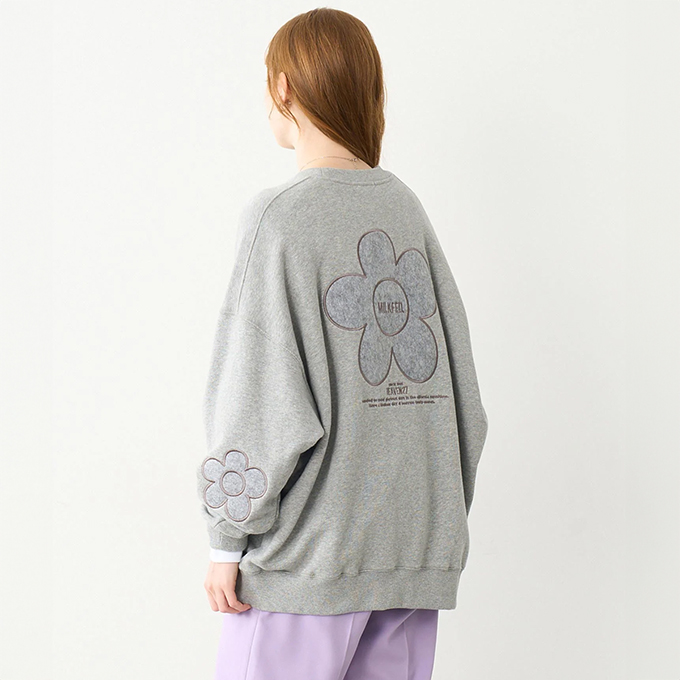 MILKFED.（ミルクフェド） FLOWER PATCHED ELBOW SWEAT TOP フラワー