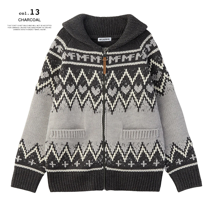 MILKFED. ミルクフェド COWICHAN KNIT JACKET カウチン ニット ジャケット 103244015002 / 2024AW MILKFED. ミルクフェド COWICHAN KNIT JACKET カウチン ニット