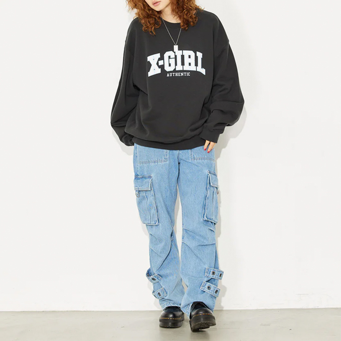 SALE!!】 【 X-girl エックスガール 】 COLLEGE LOGO CREW SWEAT TOP