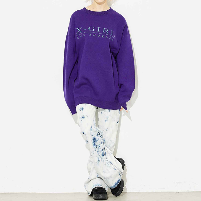 【SALE!!】 【 X-girl エックスガール 】 EMBROIDERED SERIF LOGO KNIT X-girl ロゴ刺繍 ニット 105224015017 / 22AW ※ X-girl 【SALE!!】 【 エックスガール 】 EMBROIDERED SERIF