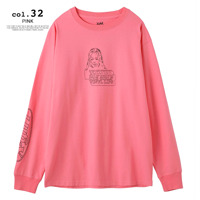 X-girl エックスガール 】 FACE & LOGO STITCH L/S TEE X-girl