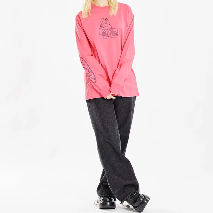 X-girl 【 エックスガール 】 FACE & LOGO STITCH L/S TEE