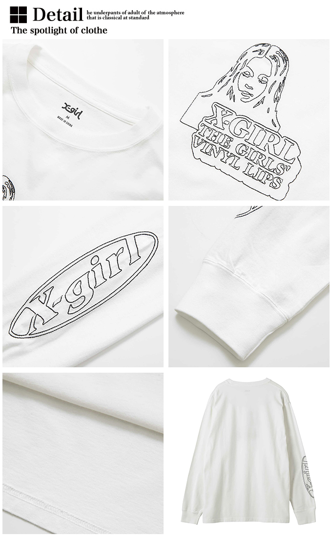 X-girl 【 エックスガール 】 FACE & LOGO STITCH L/S TEE