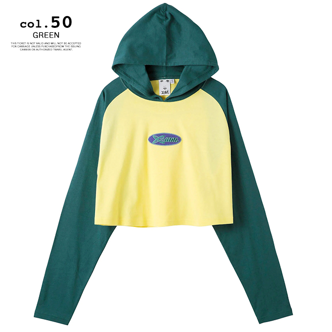 「 X-girl エックスガール 」 HOODED RAGLAN L/S TEE X-girl フード付き ラグランTシャツ 105231011020 / X-girl ラグラン tシャツ 長袖tシャツ フード プリントtシャツ ショート丈 Y2Kファッション ルーズシルエット 23SPRING ※ X-girl（エックスガール） 【 X-girl エックスガール 】 HOODED RAGLAN