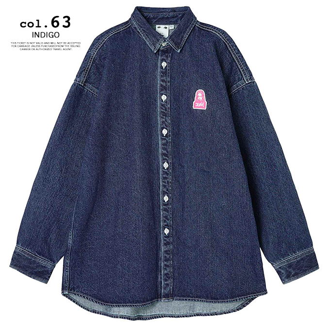 【 X-girl エックスガール 】 FACE EMBROIDERY DENIM SHIRT X-girl フェイス 刺繍 長袖 デニムシャツ 105231014005 / 23SPRING ※｜jeansstation｜12