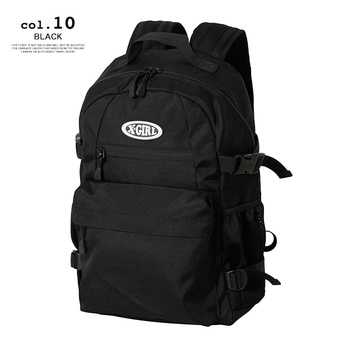 x-girl ロゴ入り ブラックバックパック セール】LOGO JACQUARD TAPE BACKPACK（バックパック/リュック）｜X
