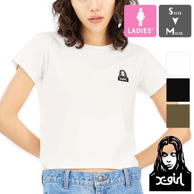 X-girl エックスガール FACE S/S BABY TEE X-girl フェイス 刺繍 ロゴ ベビー Tシャツ 105232011004 / 23SS ※｜jeansstation
