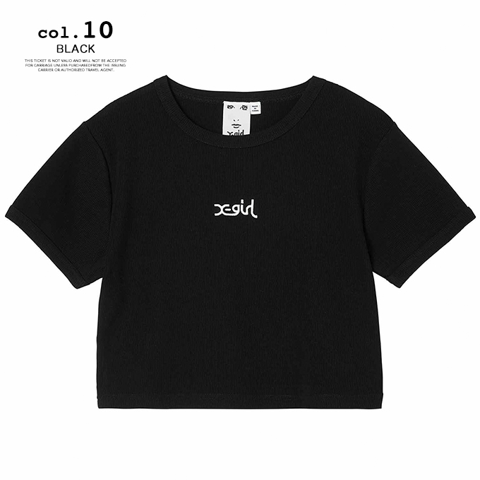 X-girl（エックスガール） MILLS LOGO S/S CROPPED TOP X-girl