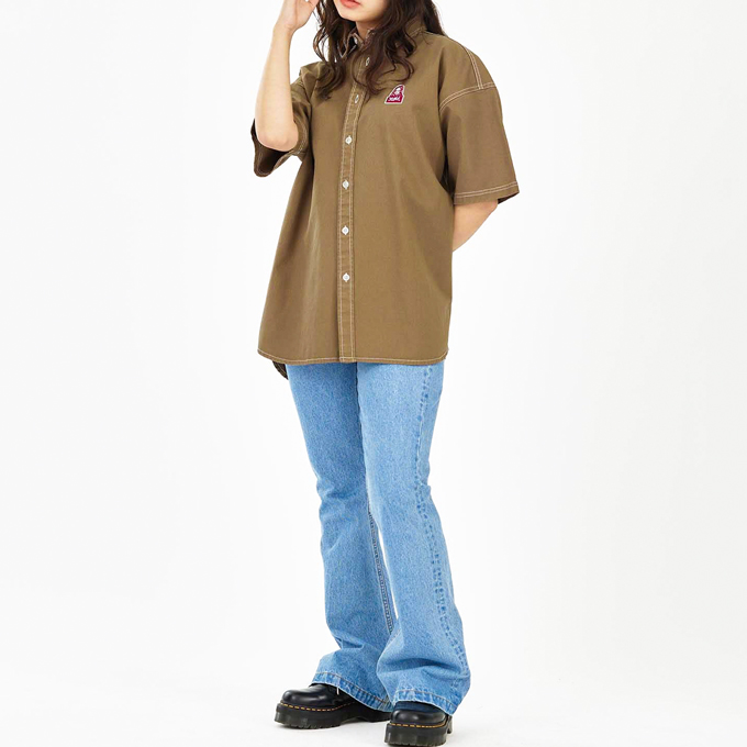 X-girl エックスガール FACE S/S SHIRT X-girl フェイス ロゴ 半袖 シャツ 105232014010 / 23SS ※ X-girl エックスガール FACE S/S SHIRT フェイス ロゴ 半袖