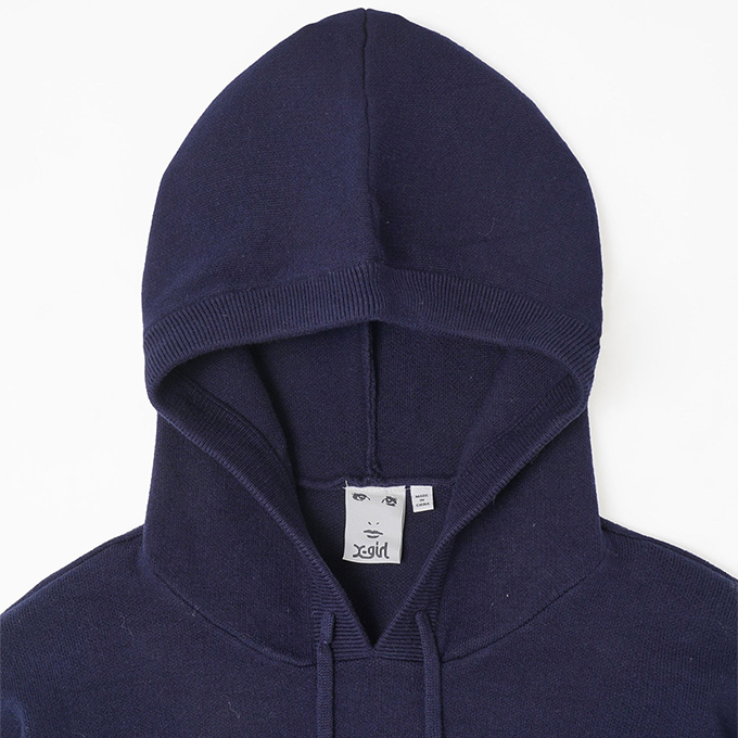 X-girl エックスガール COLLEGE LOGO KNIT HOODIE X-girl カレッジ ロゴ ニット フーディー 105234015005 / 2023AW X-girl エックスガール 」 COLLEGE LOGO KNIT HOODIE X-girl