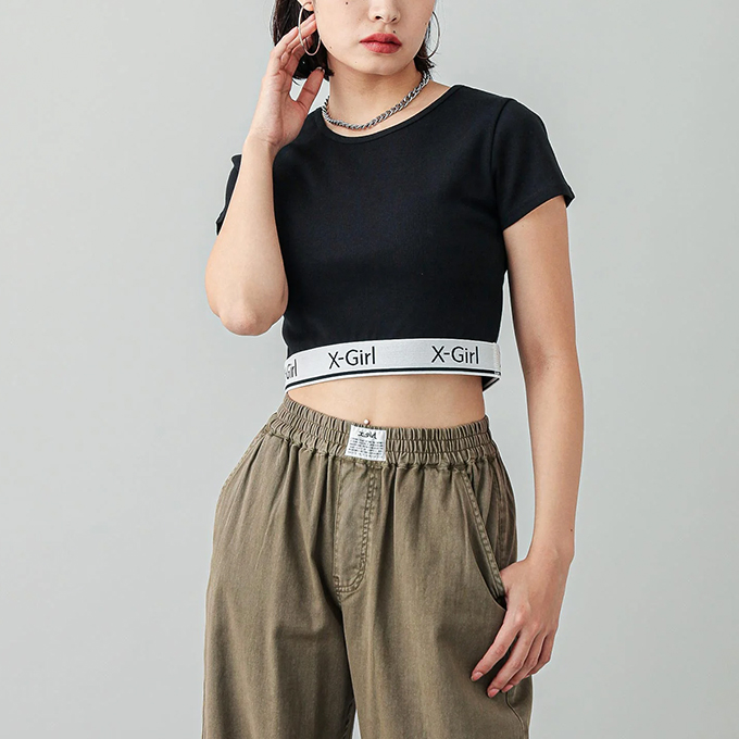 X-girl エックスガール LOGO AND STRIPE CROPPED S/S TOP ロゴ アンド ストライプ クロップド　ショートスリーブ トップ 105242013025 / 2024SUMMER｜jeansstation｜10