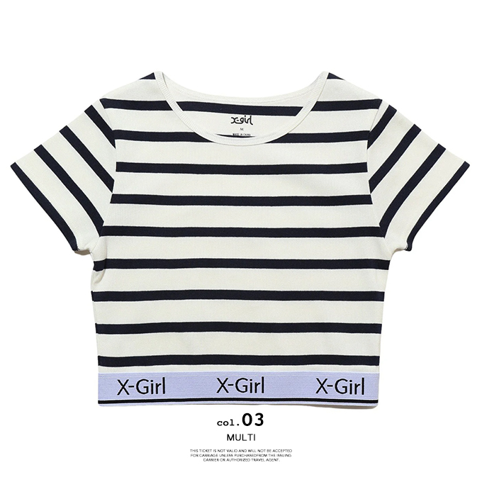 X-girl エックスガール LOGO AND STRIPE CROPPED S/S TOP ロゴ アンド ストライプ クロップド　ショートスリーブ トップ 105242013025 / 2024SUMMER｜jeansstation｜17