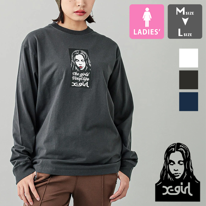 X-girl エックスガール VINYL LIP FACE L/S TEE ビニール リップ