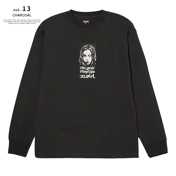X-girl エックスガール VINYL LIP FACE L/S TEE ビニール リップ