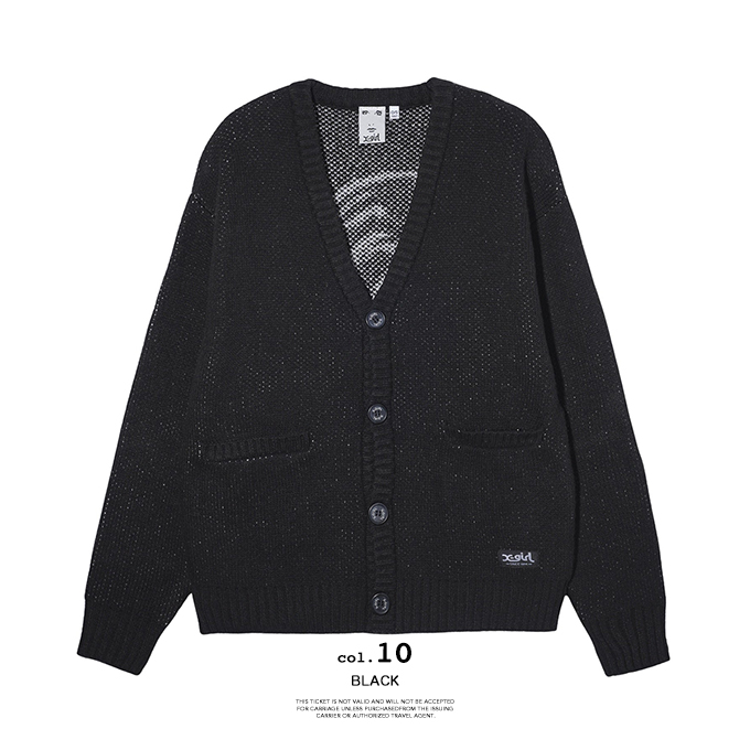 X-girl（エックスガール） FACE KNIT CARDIGAN フェイス ロゴ ニット