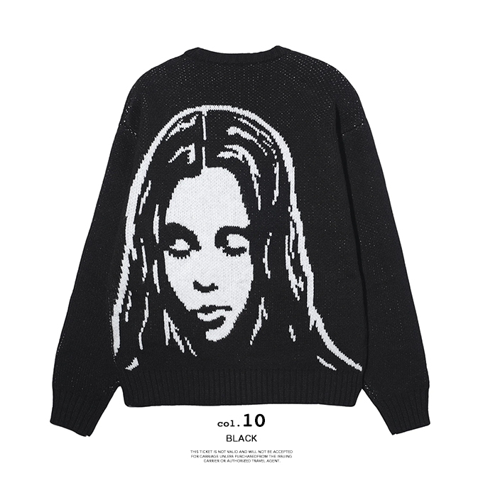 X-girl（エックスガール） FACE KNIT CARDIGAN フェイス ロゴ ニット