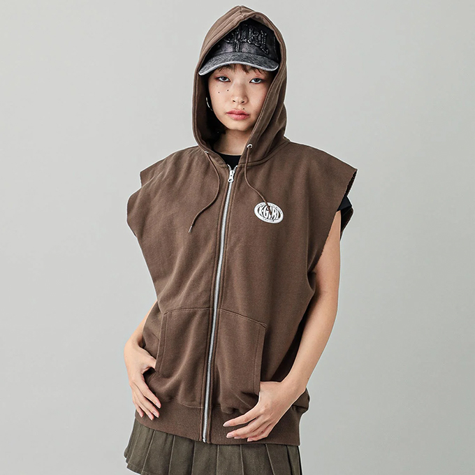 X-girl エックスガール OVAL LOGO ZIP UP SWEAT VEST オーバルロゴ ジップアップ スウェット ベスト 105243021004 / 2024AW X-girl エックスガール OVAL LOGO ZIP UP SWEAT VEST オーバル