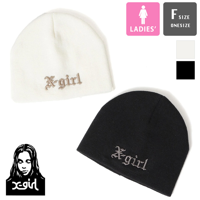 X-girl（エックスガール） OLD ENGLISH LOGO BEANIE オールド