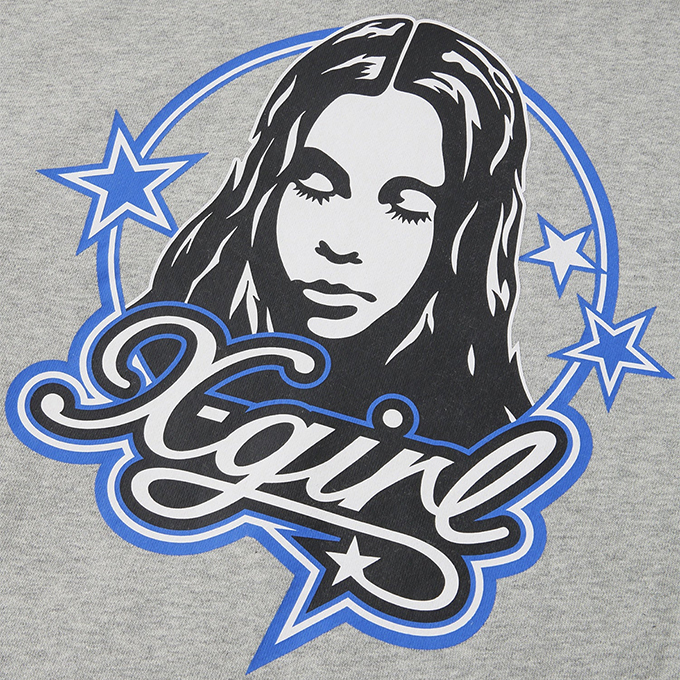 X-girl エックスガール FACE AND STARS SWEAT HOODIE フェイス